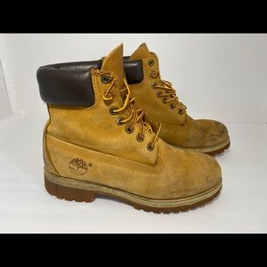 TIMBERLAND Yellow Padded Collar Leather Boots